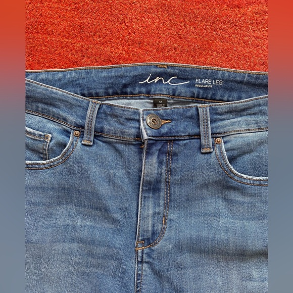 Inc Denim Jeans Womens 12P Flare Leg High Rise Stretch Blue Wash - Picture 4 of 6